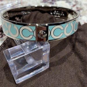 Final Price!!Blue/White/Silver Coach Bangle Bracelet  - EUC fits up to 7.5 Wrist